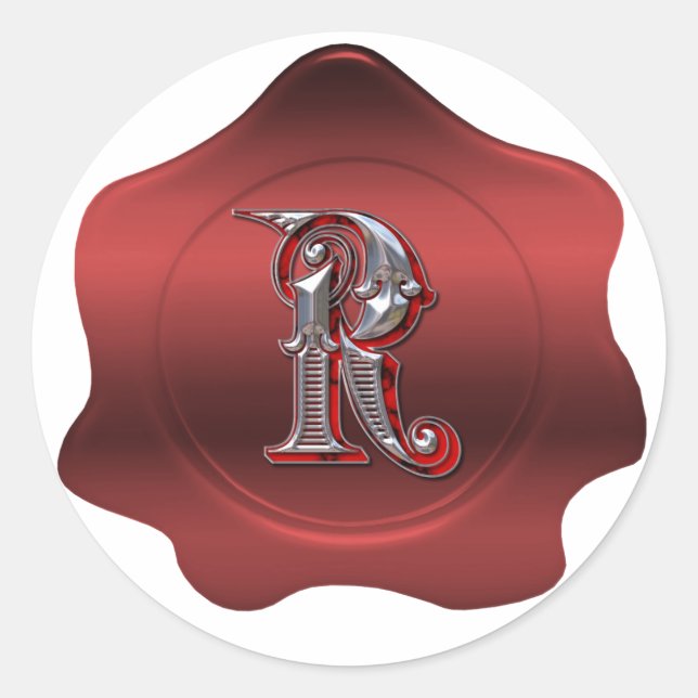 Élégant R Monogram Red Wax Seal Look Sticker (Devant)