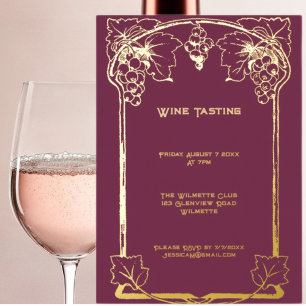 Elégant raisin Art nouveau Foil Invitation
