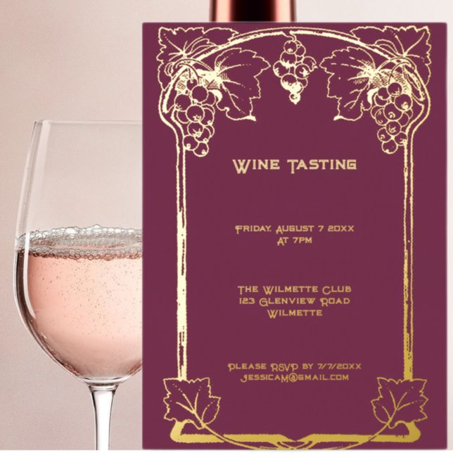 Elégant raisin Art nouveau Foil Invitation (Créateur téléchargé)