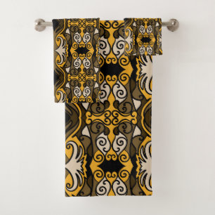 Élégant rayé noir et jaune inspiré de l'Afrique