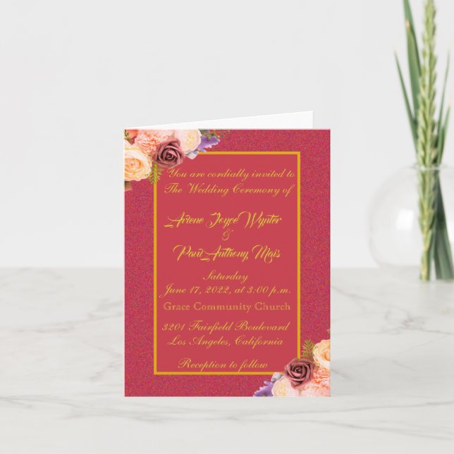 Elegant Red and God Invitation (Devant)