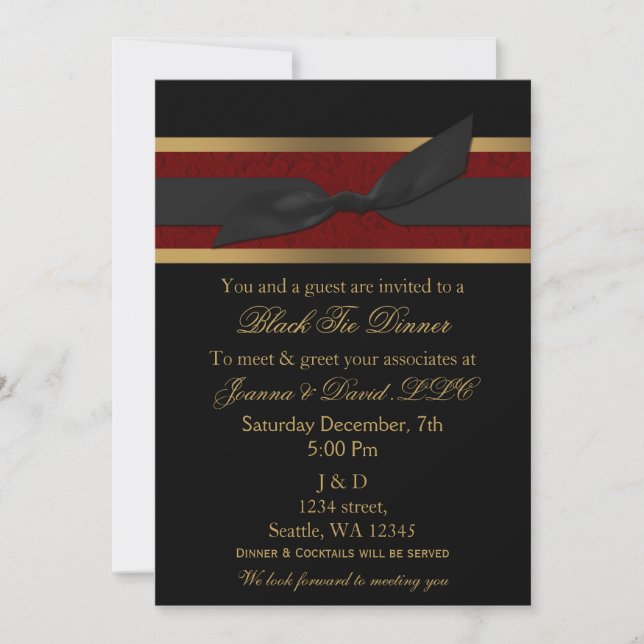 Elegant Red and Gold Corporate party Invitation (Devant)