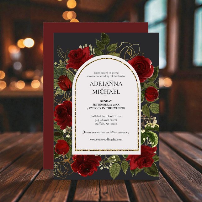 Elegant Red Roses Wedding Invitation (Créateur téléchargé)