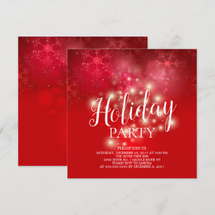 Élégant Red Snowflakes Fête Invitation
