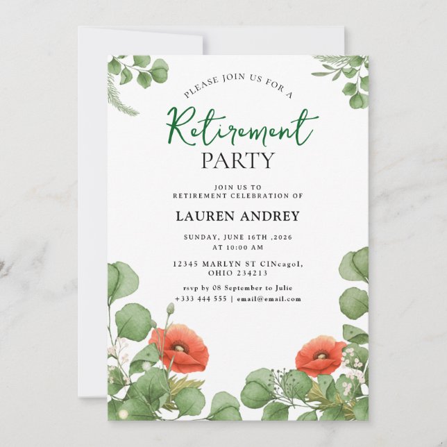 Elegant Retirement Celebration Invitation (Devant)