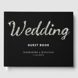 Elégant Rhinestones Chic Black Mariage livre d'hôt