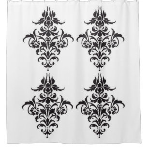 Elégant rideau de douche Damas noir et blanc