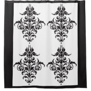 Elégant rideau de douche Damas noir et blanc