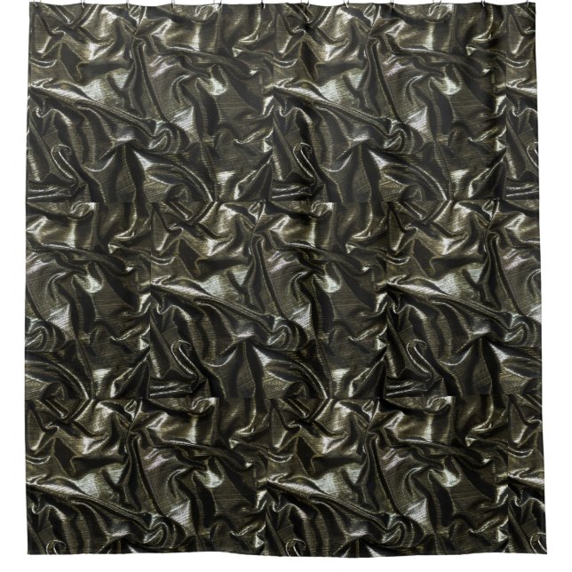 Elégant rideau de douche en satin noir (Devant)