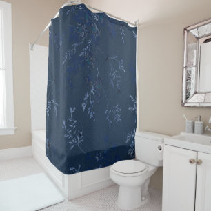 ÉLÉGANT RIDEAU DE DOUCHE FLORALE BLEUE DE LA MARIN