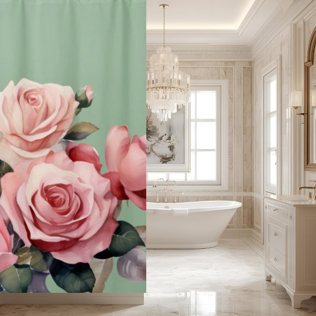 Élégant rideau de douche rose rose brillant (Créateur téléchargé)
