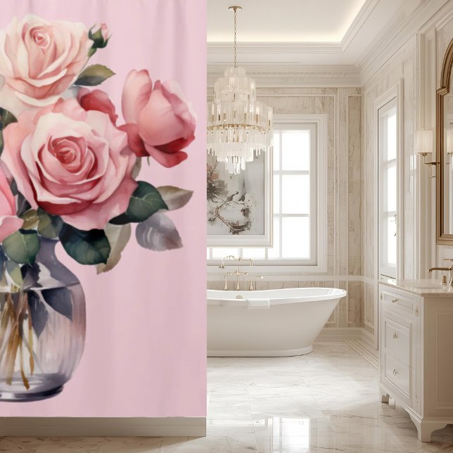 Élégant rideau de douche rose rose brillant (Créateur téléchargé)