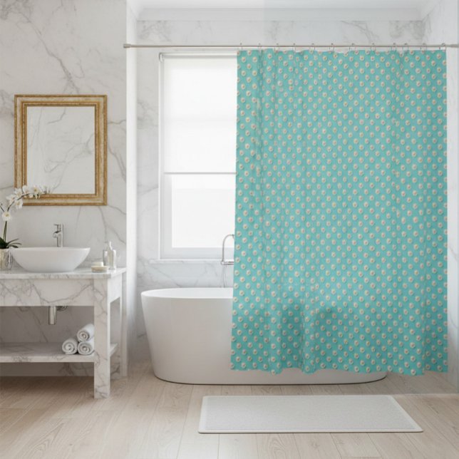 Elégant rideau de douche Turquoise avec perles (Créateur téléchargé)