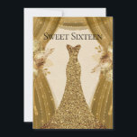 Élégant Rideaux Or Robe Sweet 16 Invitation<br><div class="desc">Élégant rideaux or Robe Sweet 16 Invitation Variations à l'invitation et articles correspondants dans notre magasin</div>