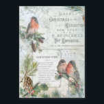 Élégant Robins de Noël Vintages d'hiver<br><div class="desc">Jolie composition de Noël,  riche en détails,  avec des éphémères boisés rustiques,  des robins,  des bouts enneigés de saints et de pins,  des textes gravés,  des poèmes de Noël en cadre de bouleau gravé,  des parchemins blancs élégants et des fleurs sur arrière - plan bleu ciel en détresse.</div>