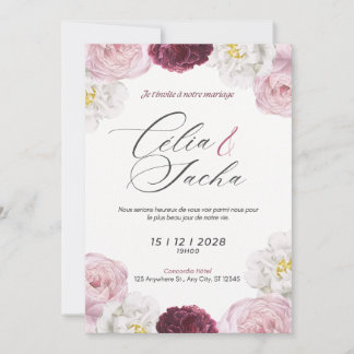 Elegant Romantic Floral Wedding Invitation Card
