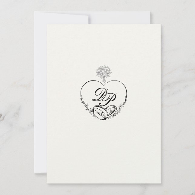 Élégant romantique monogramme Classic Faire-part d (Dos)