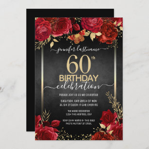Élégant Rose 60e anniversaire Invitation