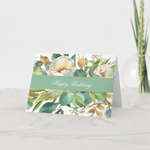 Elégant Rose aquarelle et carte Eucalyptus