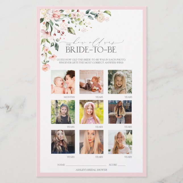 Elégant rose aquarelle Fête des mariées florale Je (Devant)