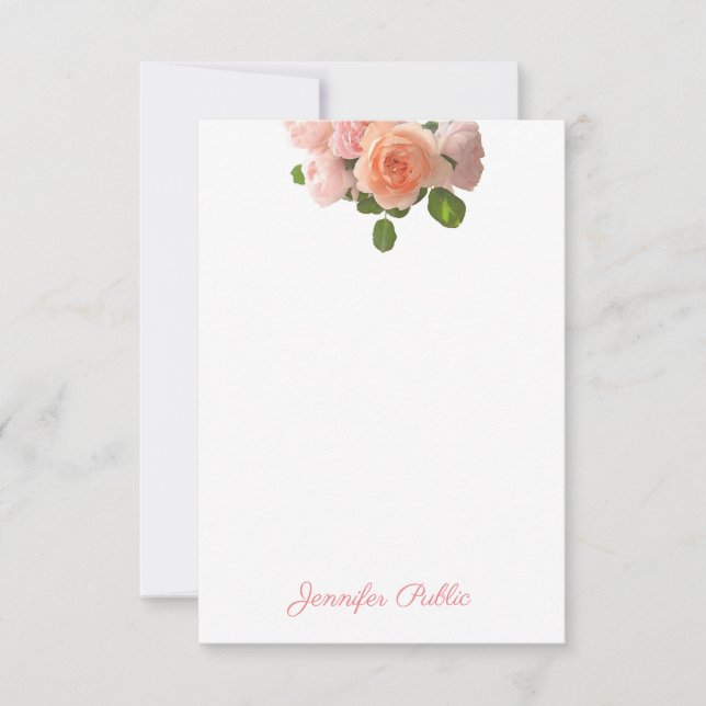 Elégant Rose aquarelle Modèle manuscrit plat (Devant)