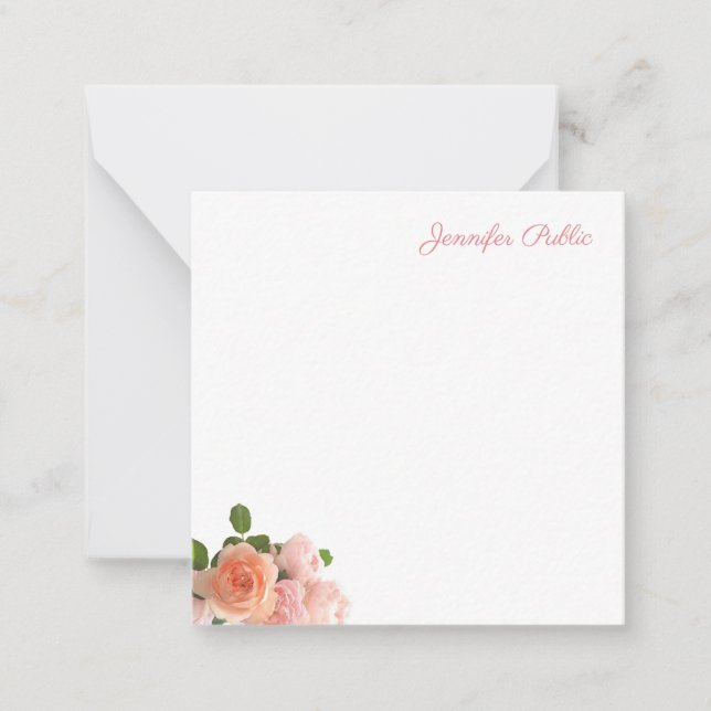 Élégant Rose aquarelle Modèle texte manuscrit (Devant)