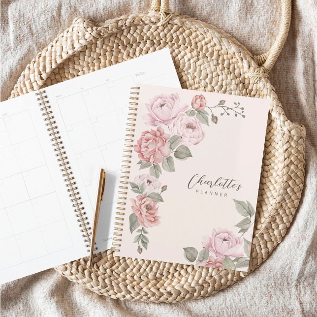 Elégant rose Aquarelle Peony Florals Personnalisé (Créateur téléchargé)