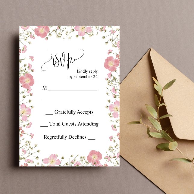Elégant rose Automne Floral Wedding Carte RSVP (Créateur téléchargé)