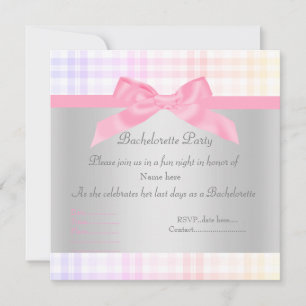 ÉLÉGANT ROSE BACHELORETTE INVITATION tartan nouvea