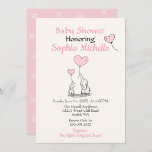 Elégant rose bébé fille Baby shower Invitation