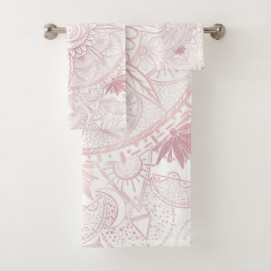 Elégant Rose Blanc Or Oeil Soleil Lune Mandala