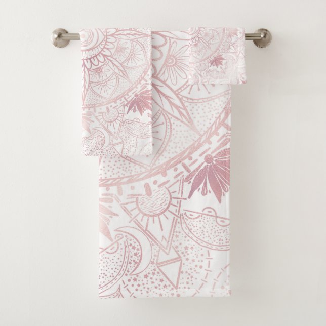 Elégant Rose Blanc Or Oeil Soleil Lune Mandala (En situation)