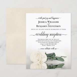 Elégant Rose blanche BUDGET Invitation de réceptio