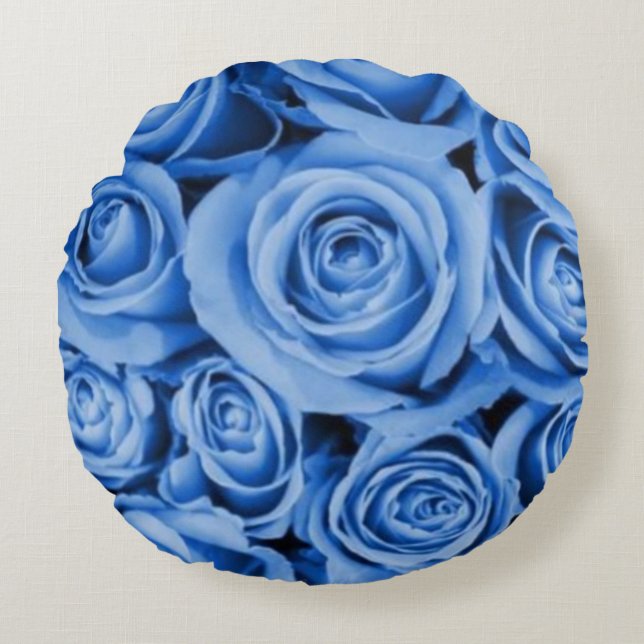 Elégant Rose bleu Coussin rond (Devant)
