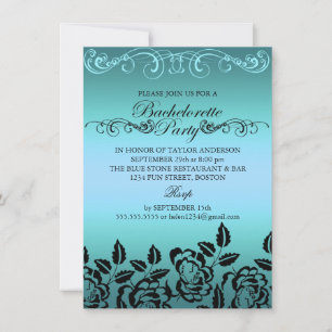 Élégant Rose Blue Bachelorette Party Invitation