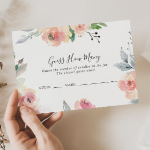 Elégant rose Blush Floral Devinez Combien De Carte