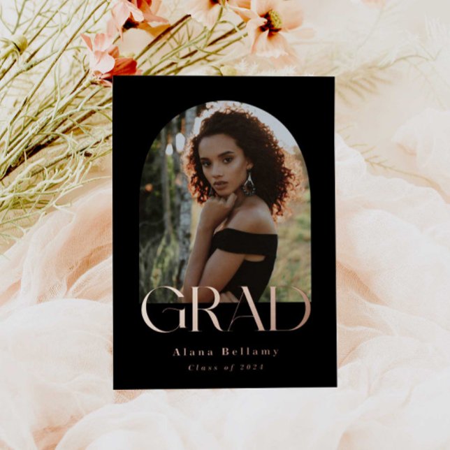 Élégant Rose Boho Foil Grad Faire-part (Créateur téléchargé)