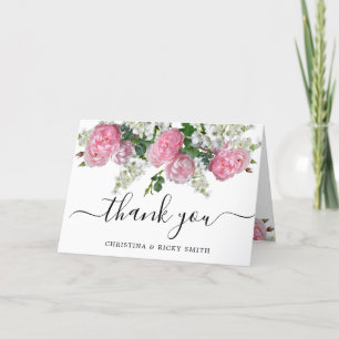 Elégant Rose Bouquet Fleurs Mariage Merci
