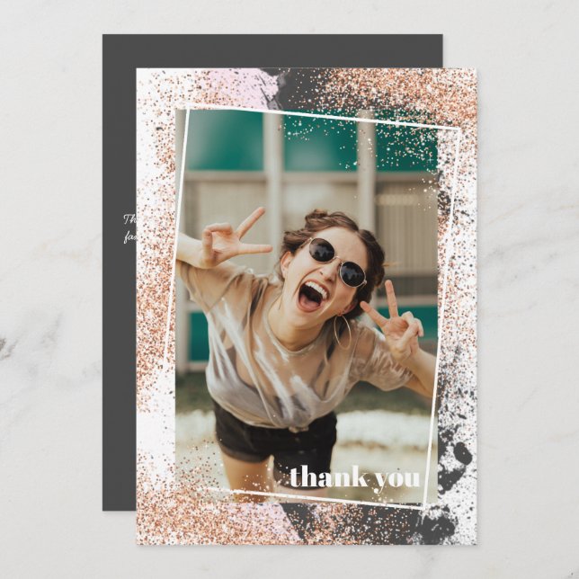 Élégant Rose Carte de remerciements de diplôme d'o (Devant / Derrière)