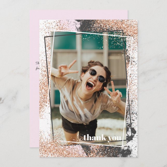 Élégant Rose Carte de remerciements de diplôme d'o (Devant / Derrière)