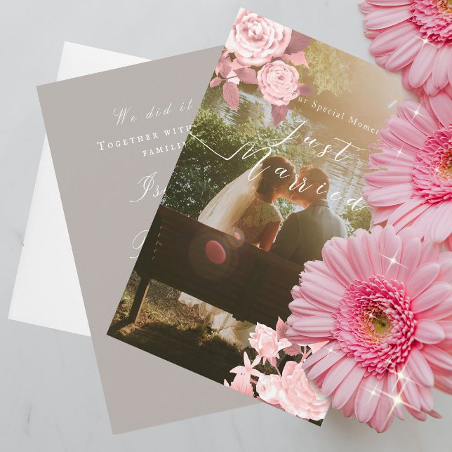 Élégant Rose chic Faire-part Mariage (Chic Rose Wedding Announcement Card.)