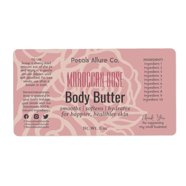 Élégant Rose Coral rose floral Étiquette de produi (Devant)