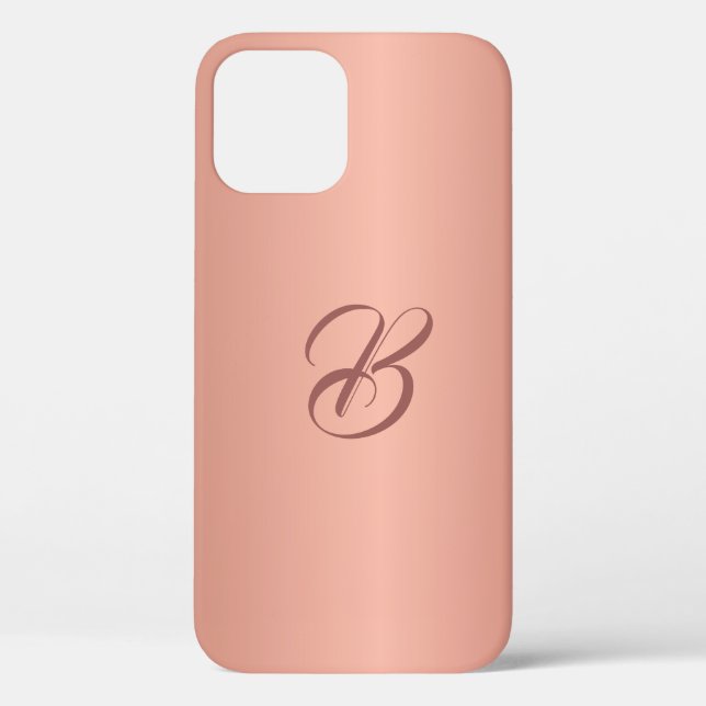 Élégant Rose couleur or coque iphone monogramme (Verso)
