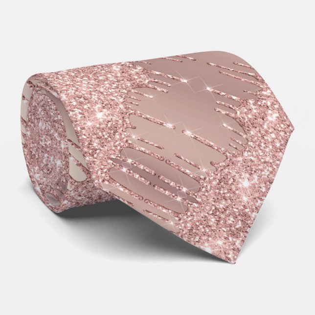 Elégant Rose Cravate Gold Blush Parties scintillan (Roulé)