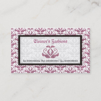 Elégant rose damassé cartes de visite de mode