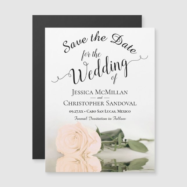 Elégant Rose de pêche mariage Enregistrer la date  (Devant / Derrière)