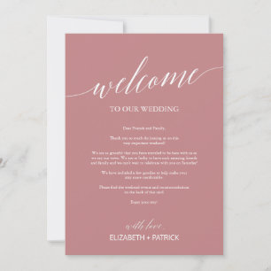 Élégant Rose Dusty Bienvenue Lettre & Itinéraire