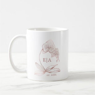 Elégant Rose Dusty Orchid Monogram Mariage Mug
