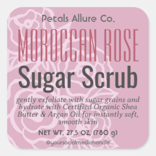 Élégant Rose Dusty rose Floral Étiquette à sucre