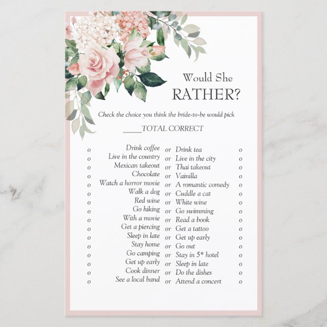 Élégant Rose Dusty Voudrait-Elle Plutôt Game Flyer (Devant)